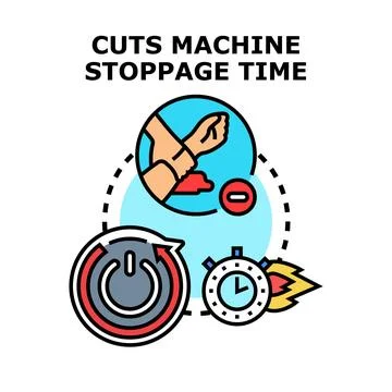 Cutting machine stoppage time concept vector illustration イラスト素材