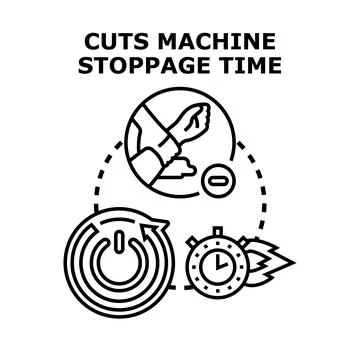 Cutting machine stoppage time concept vector illustration Stock Illustration
