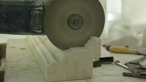 Cutting of marble and marble dust Stock Footage 159054135