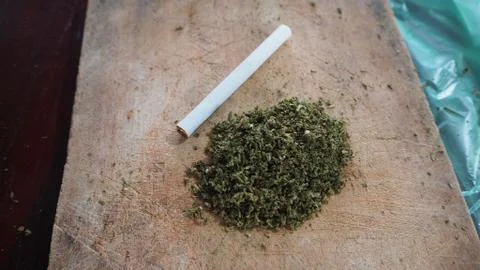 Cutting marijuana. Stock Photos