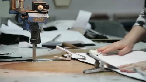 Cutting of material on the patterns. Stock Footage 22145580