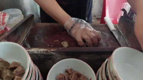 Cutting meat (2) Video stock 276279828