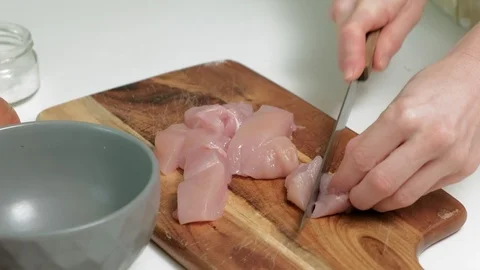 Cutting meat on the board. Stock-Footage 127503091