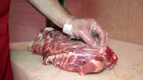 Cutting Meat Cleaver Stock Footage 12099752