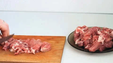 Cutting meat Stock Footage 21455091
