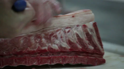 Cutting meat Stock Footage 33747518
