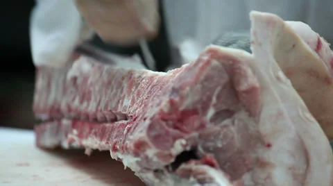 Cutting meat Stock Footage 33749216