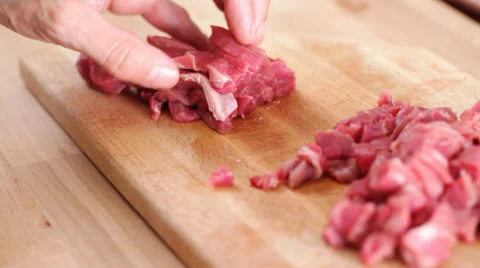 Cutting meat Stock Footage 35857615