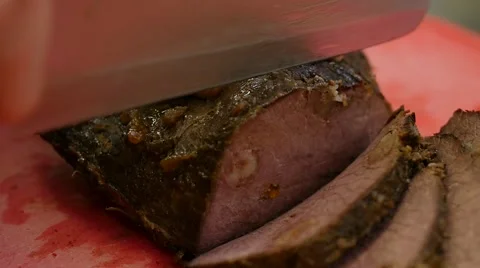 Cutting Meat Stock Footage