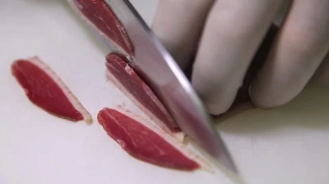 Cutting Meat Stock Footage 62433240