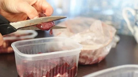 Cutting meat Stock Footage 114126152