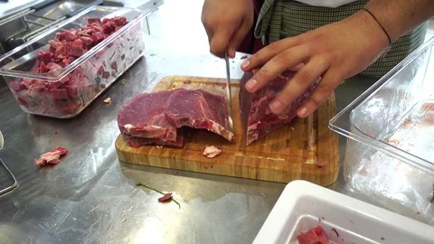 Cutting meat Stock Footage 117047376
