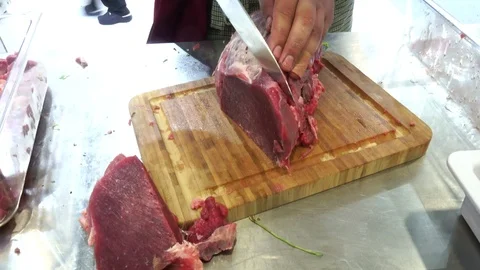 Cutting meat Stock Footage 117048590