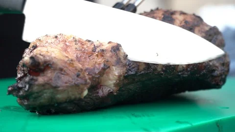 Cutting meat Stock Footage 127869048