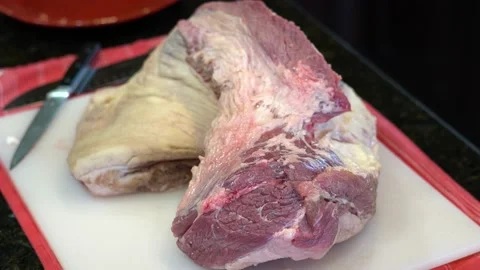 Cutting Meat Stock Footage 142146179