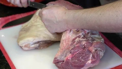 Cutting Meat Stock Footage 142146186
