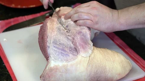 Cutting Meat Stock Footage 142146187