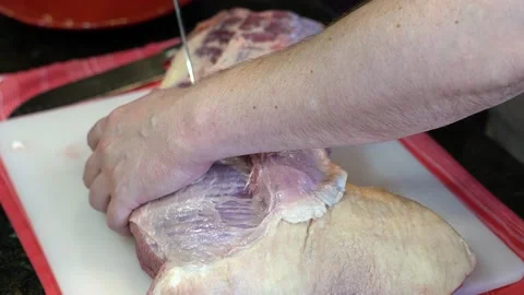 Cutting Meat Stock Footage 142146640