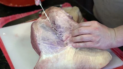 Cutting Meat Stock Footage 142146653
