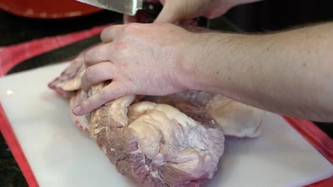 Cutting Meat Stock Footage 142146654
