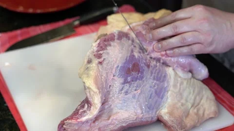 Cutting Meat Stock Footage 142147368