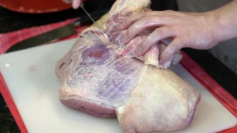 Cutting Meat Stock Footage 142147404