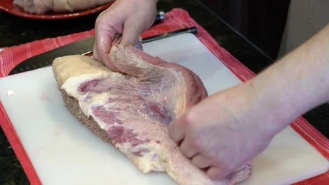 Cutting Meat Stock Footage 142147495