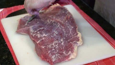 Cutting Meat Stock Footage 142149509