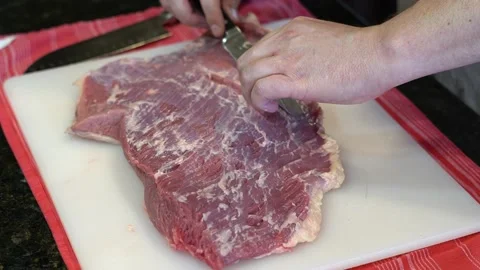 Cutting Meat Stock Footage 142149538