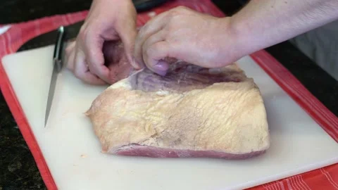 Cutting Meat Stock Footage 142149614