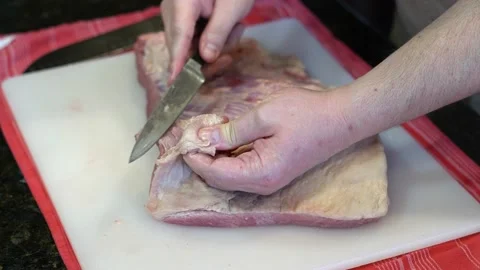 Cutting Meat Stock Footage 142150236