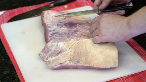 Cutting Meat Stock Footage 142150257