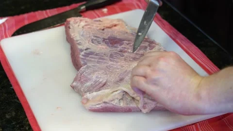 Cutting Meat Stock Footage 142150286