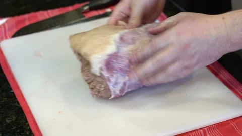 Cutting Meat Stock Footage 142150288
