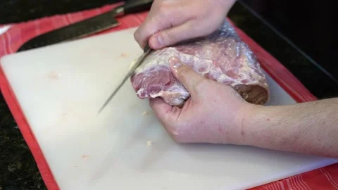 Cutting Meat Stock Footage 142151031