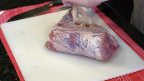 Cutting Meat Stock Footage 142151042