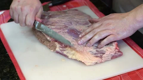 Cutting Meat Stock Footage 142151093