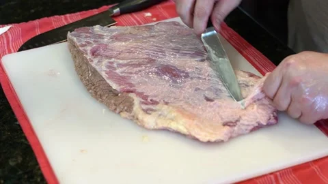 Cutting Meat Stock Footage 142151100