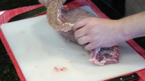 Cutting Meat Stock Footage 142151713