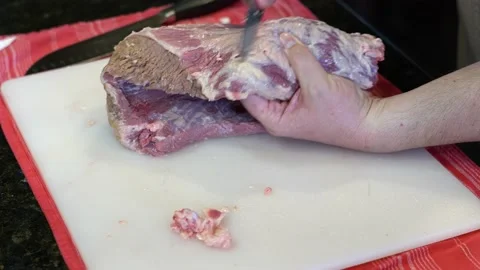 Cutting Meat Stock Footage 142151736
