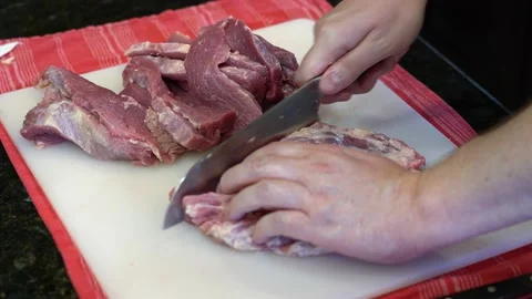 Cutting Meat Stock Footage 142153181