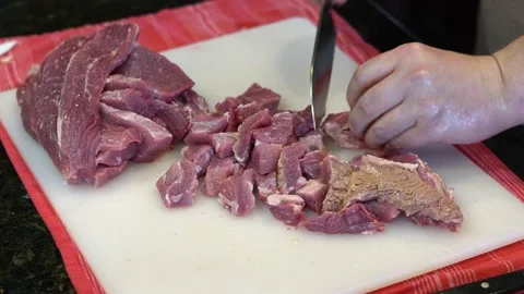 Cutting Meat Stock Footage 142153223