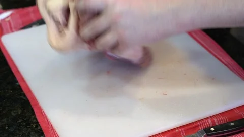 Cutting Meat Stock Footage 142153261