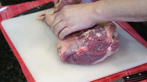 Cutting Meat Stock Footage 142153309