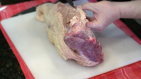 Cutting Meat Stock Footage 142154949