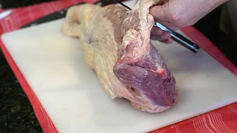 Cutting Meat Stock Footage 142155015