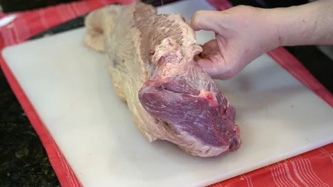 Cutting Meat Stock Footage 142155030