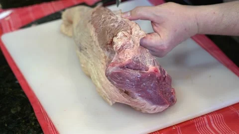 Cutting Meat Stock Footage 142155052