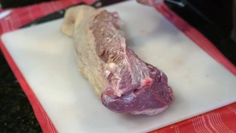 Cutting Meat Stock Footage 142155126