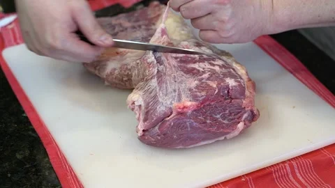 Cutting Meat Stock Footage 142156242